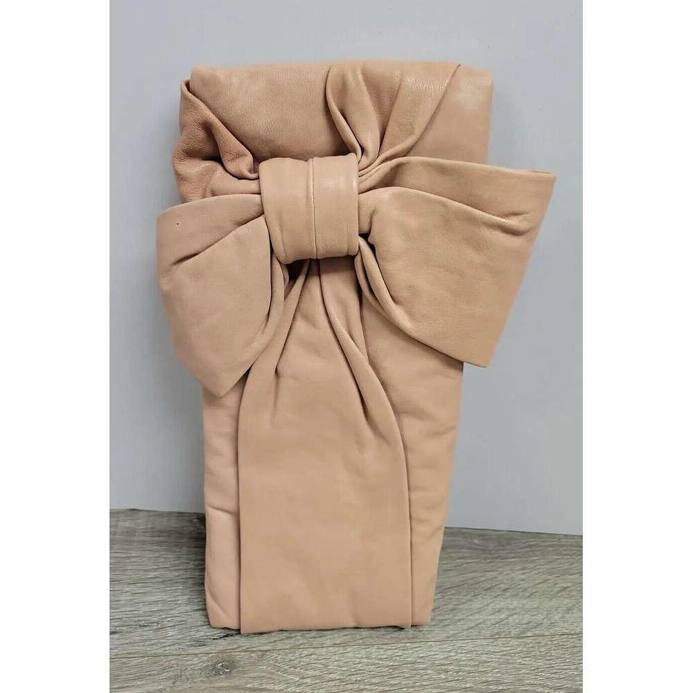 Kate Spade‎ Pink Bow Clutch Evening Belles Gini 100% Lamb Leather NWT $398